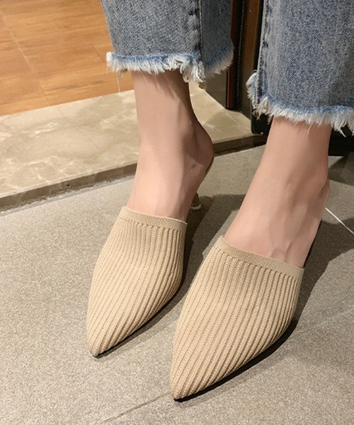 JUNOAH（ジュノア）の「ニットミュールヒールサンダル（サンダル・レディース・ブラック/ベージュ/イエロー・40/38/39/36/37）」の6枚目の写真