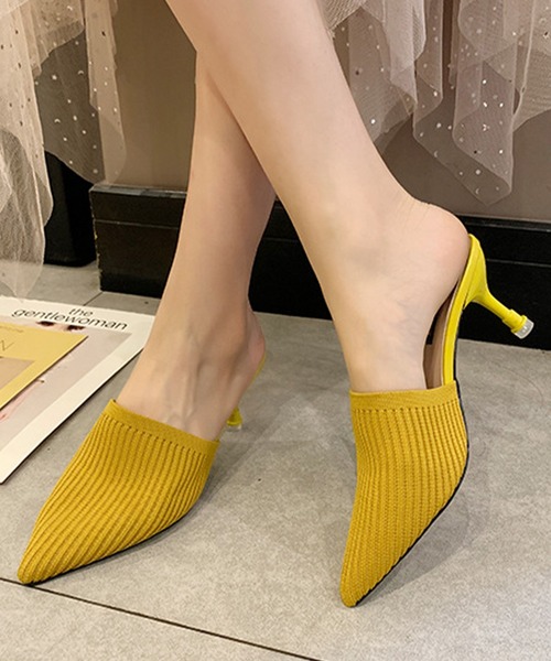 JUNOAH（ジュノア）の「ニットミュールヒールサンダル（サンダル・レディース・ブラック/ベージュ/イエロー・40/38/39/36/37）」の8枚目の写真