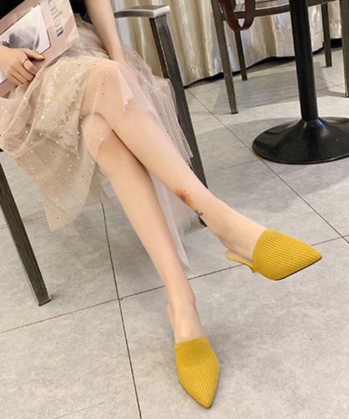 JUNOAH（ジュノア）の「ニットミュールヒールサンダル（サンダル・レディース・ブラック/ベージュ/イエロー・40/38/39/36/37）」の9枚目の写真