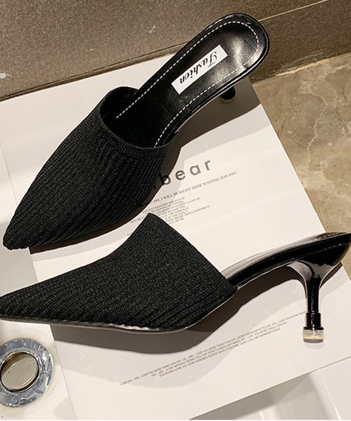 JUNOAH（ジュノア）の「ニットミュールヒールサンダル（サンダル・レディース・ブラック/ベージュ/イエロー・40/38/39/36/37）」の11枚目の写真