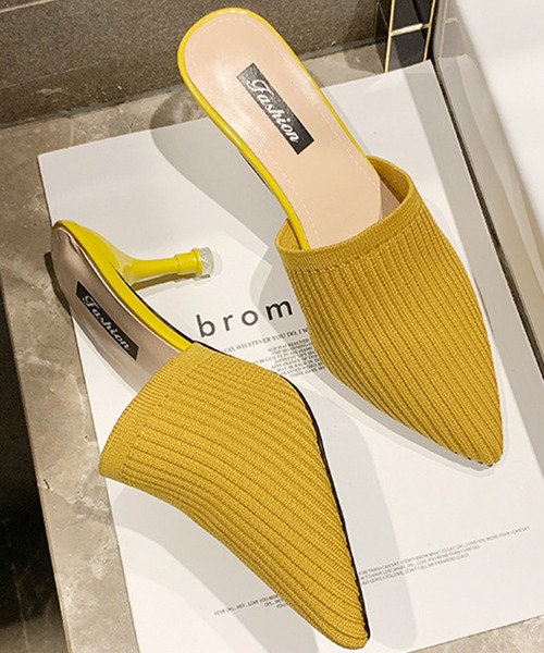 JUNOAH（ジュノア）の「ニットミュールヒールサンダル（サンダル・レディース・ブラック/ベージュ/イエロー・40/38/39/36/37）」の14枚目の写真