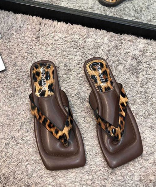 SMILE ORCHID（スマイルオーキッド）の「スクエアトゥトングサンダル（サンダル・レディース・ホワイト/ブラック/グリーン/レオパード/パイソン・38/39/37）」の13枚目の写真