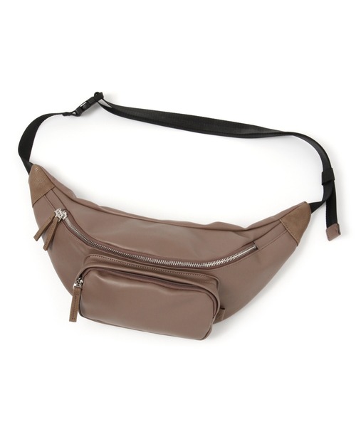 LAKOLE（ラコレ）の「フロントポケットフェイクレザーボディバッグ / 952109（ボディバッグ/ウエストポーチ・メンズ・ブラウン系その他/ブラック・FREE）」の6枚目の写真