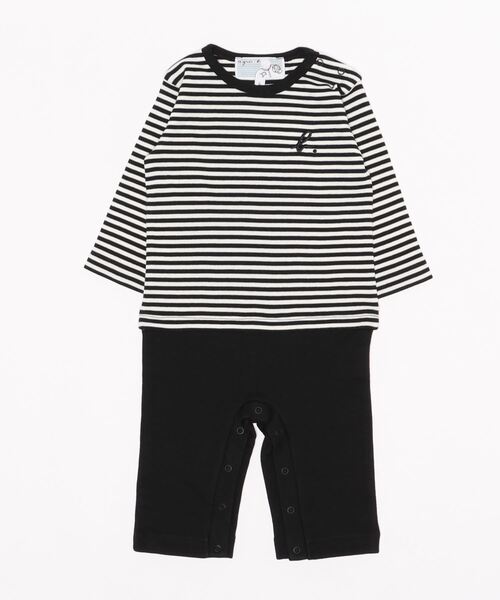 J190 L GREN ベビー ボーダードッキングロンパース