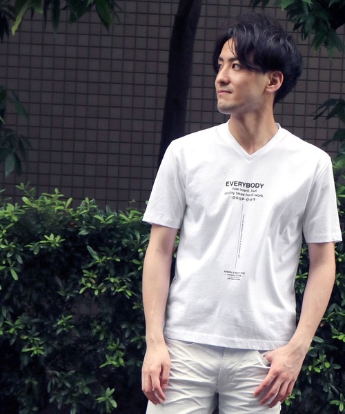 NICOLE CLUB FOR MEN（ニコルクラブフォーメン）の「ダブルシルケットロゴプリントT（Tシャツ/カットソー・メンズ・ホワイト系その他/ホワイト系その他2/ブラック系その他/ブラック系その他2・MEDIUM/LARGE/X-LARGE/XX-LARGE）」の2枚目の写真
