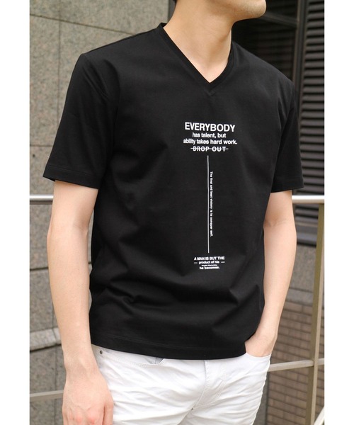 NICOLE CLUB FOR MEN（ニコルクラブフォーメン）の「ダブルシルケットロゴプリントT（Tシャツ/カットソー・メンズ・ホワイト系その他/ホワイト系その他2/ブラック系その他/ブラック系その他2・MEDIUM/LARGE/X-LARGE/XX-LARGE）」の3枚目の写真