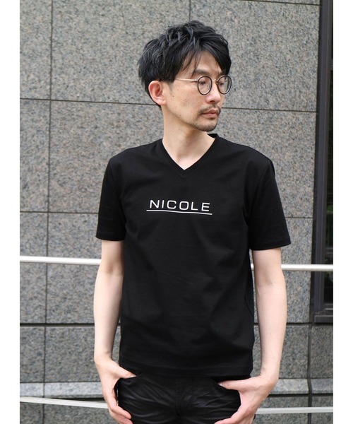 NICOLE CLUB FOR MEN（ニコルクラブフォーメン）の「ダブルシルケットロゴプリントT（Tシャツ/カットソー・メンズ・ホワイト系その他/ホワイト系その他2/ブラック系その他/ブラック系その他2・MEDIUM/LARGE/X-LARGE/XX-LARGE）」の4枚目の写真