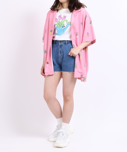 PUNYUS(プニュズ)の「フラワーフレンズ開襟シャツ(シャツ/ブラウス・レディース・ホワイト/ブラック/ピンク・1/2/4/3)」の6枚目の写真