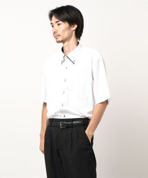 TAKA-Q（タカキュー）の「タカキューメンズ/TAKA-Q：MEN ノーアイロンストレッチ ボタンダウン ビジネスドレス半袖ニットシャツ（ビジネスシャツ・メンズ）」