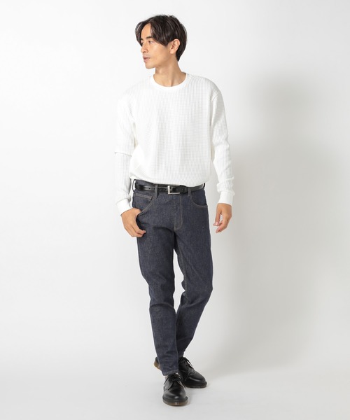 UNION STATION（ユニオンステーション）の「“Monday Thoughts” 【もの思いの月曜日】反応染めハイパワーストレッチスリムストレートデニム（デニムパンツ・メンズ・ネイビー・LL/S/M/L）」の7枚目の写真