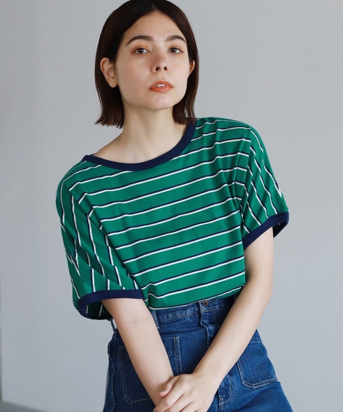 niko and...(ニコアンド)の「リンガーワイドアソートTシャツ(Tシャツ/カットソー・レディース・オフホワイト/イエロー/グリーン/チャコール/ライトイエロー/セージグリーン・FREE)」の4枚目の写真