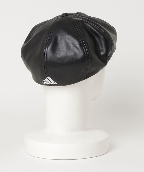 adidas(アディダス)の「【adidas/アディダス】PUレザー ワンポイントロゴ ハンチング(ハンチング/ベレー帽・メンズ・ブラック・FREE)」の2枚目の写真