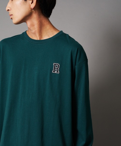 JEANS MATE(ジーンズメイト)の「USAコットン100%使用バック刺繍ロンT ワンポイントロゴTシャツ(Tシャツ/カットソー・メンズ・ホワイト/ダークグリーン/ベージュ/スミクロ・MEDIUM/LARGE/X-LARGE)」の22枚目の写真