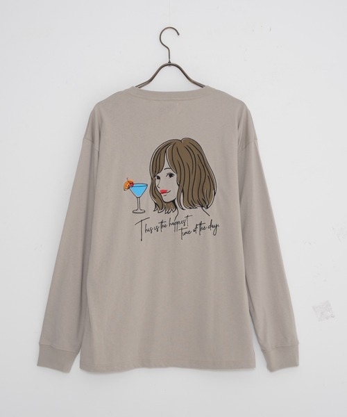 JEANS MATE(ジーンズメイト)の「USAコットン100%使用バック刺繍ロンT ワンポイントロゴTシャツ(Tシャツ/カットソー・メンズ・ホワイト/ダークグリーン/ベージュ/スミクロ・MEDIUM/LARGE/X-LARGE)」の14枚目の写真