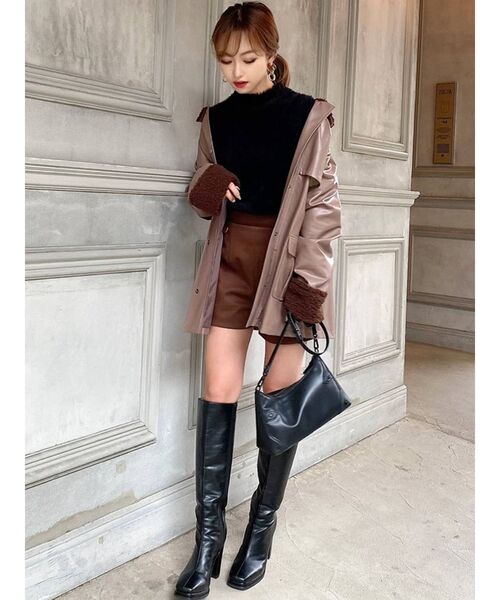 RESEXXY（リゼクシー）の「フェイクレザーミディコート（その他アウター・レディース・ブラック/モカ・FREE）」の11枚目の写真