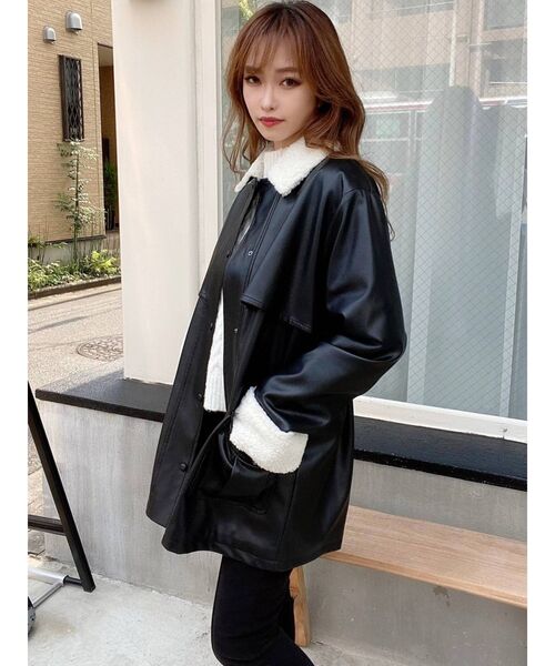 RESEXXY（リゼクシー）の「フェイクレザーミディコート（その他アウター・レディース・ブラック/モカ・FREE）」の13枚目の写真