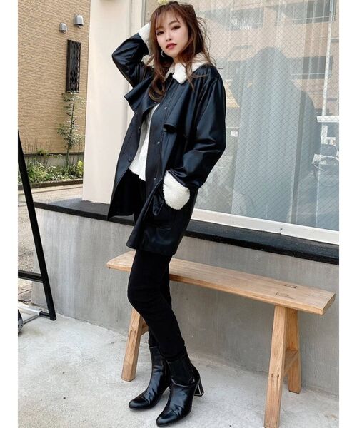 RESEXXY（リゼクシー）の「フェイクレザーミディコート（その他アウター・レディース・ブラック/モカ・FREE）」の16枚目の写真