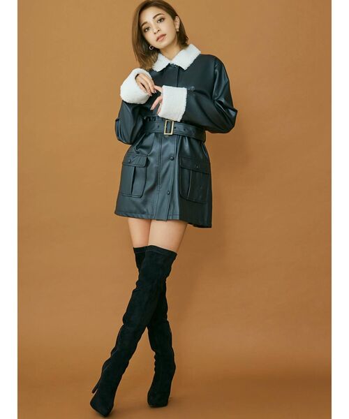 RESEXXY（リゼクシー）の「フェイクレザーミディコート（その他アウター・レディース・ブラック/モカ・FREE）」の18枚目の写真