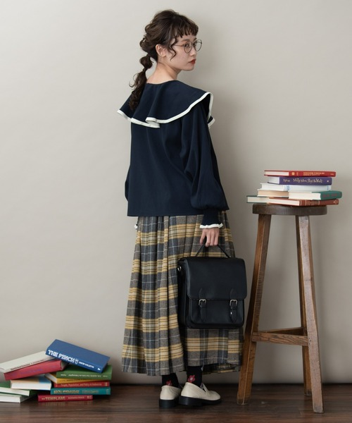 MERLOT(メルロー)の「タータンチェックタックスカート(スカート・レディース・ピンク/イエロー/ベージュ・FREE)」の8枚目の写真