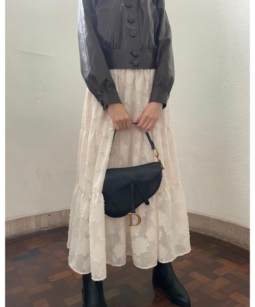epine(エピヌ)の「jaguard waist gather tiered long skirt(スカート・レディース・ブラック/アイボリー・S/M)」の11枚目の写真