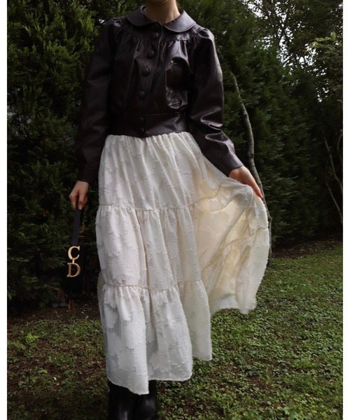 epine（エピヌ）の「jaguard waist gather tiered long skirt