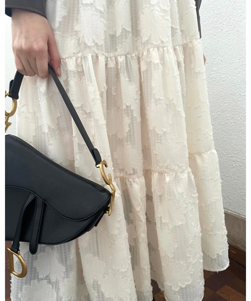 epine(エピヌ)の「jaguard waist gather tiered long skirt(スカート・レディース・ブラック/アイボリー・S/M)」の6枚目の写真