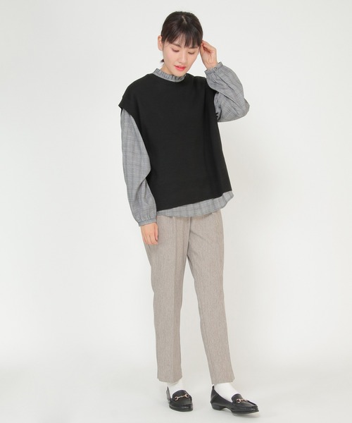 ikka(イッカ)の「イージーケア RENUウーリッシュフラノテーパード(スラックス・レディース・ブラック/ブラウン/グレー/ブラウン系その他/ブルー系その他/レンガ・S/M/L)」の10枚目の写真