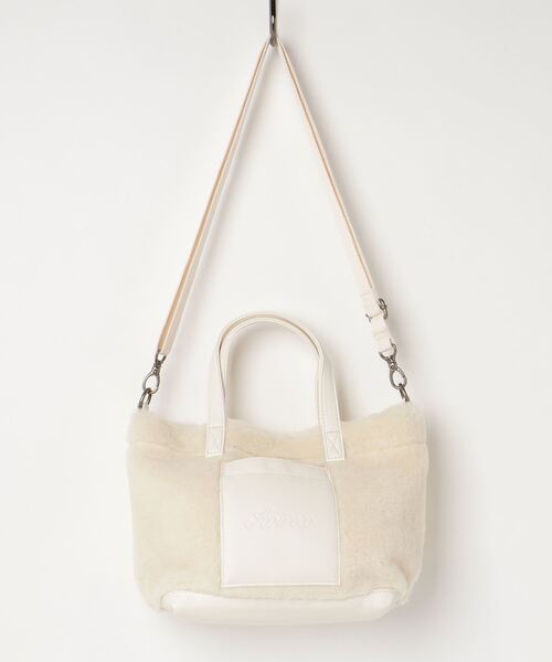 AVIREX（アヴィレックス）の「【直営店限定】ECO MOUTON MINI TOTE BAG/ エコムートン ミニトートバック（ショルダーバッグ・レディース・ブラック/ホワイト/キャメル・FREE）」の12枚目の写真