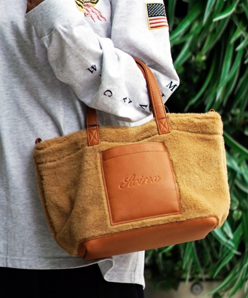 AVIREX（アヴィレックス）の「【直営店限定】ECO MOUTON MINI TOTE BAG/ エコムートン ミニトートバック（ショルダーバッグ・レディース・ブラック/ホワイト/キャメル・FREE）」の8枚目の写真