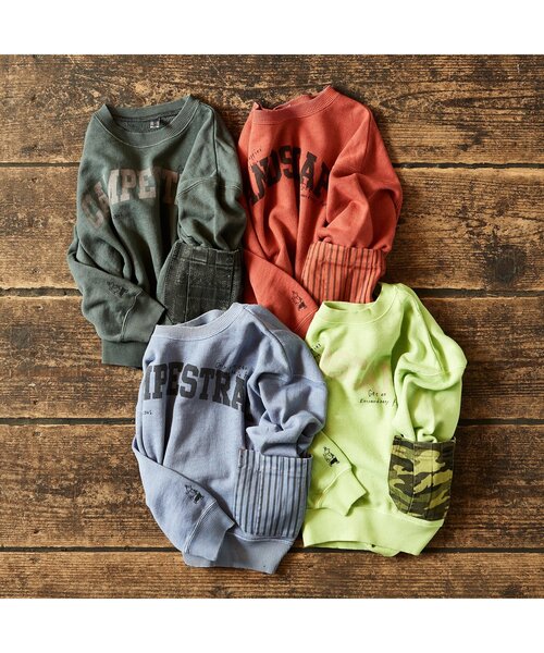 BREEZE（ブリーズ）の「ガーメントダイポケットトレーナー（スウェット・キッズ・レッド/ライム/ブルー/チャコール・110/120/130/140/150/100/90）」の15枚目の写真