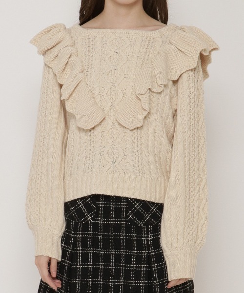 WILLSELECTION（ウィルセレクション）の「ラッフルケーブルニット（ニット/セーター・レディース・アイボリー/ベージュ・MEDIUM）」の12枚目の写真