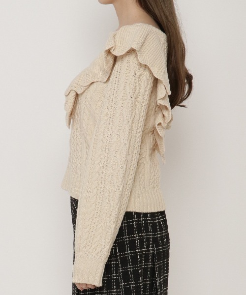 WILLSELECTION（ウィルセレクション）の「ラッフルケーブルニット（ニット/セーター・レディース・アイボリー/ベージュ・MEDIUM）」の9枚目の写真