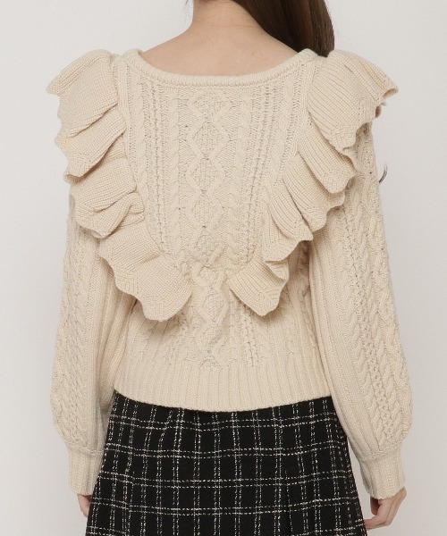 WILLSELECTION（ウィルセレクション）の「ラッフルケーブルニット（ニット/セーター・レディース・アイボリー/ベージュ・MEDIUM）」の3枚目の写真