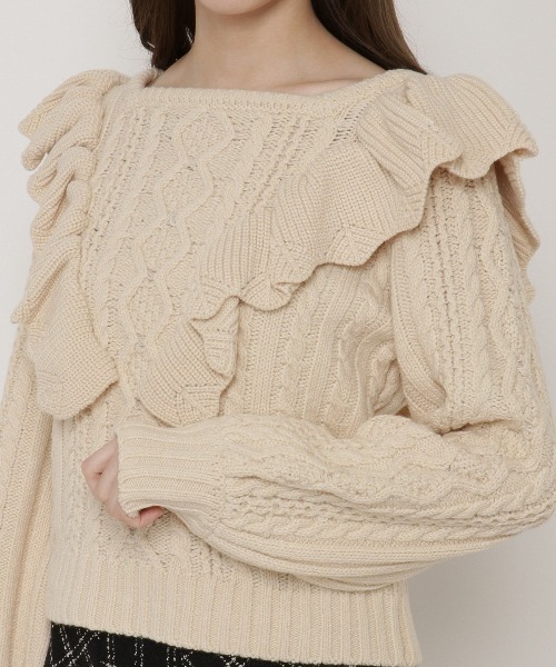 WILLSELECTION（ウィルセレクション）の「ラッフルケーブルニット（ニット/セーター・レディース・アイボリー/ベージュ・MEDIUM）」の14枚目の写真