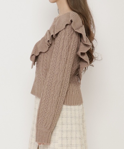 WILLSELECTION（ウィルセレクション）の「ラッフルケーブルニット（ニット/セーター・レディース・アイボリー/ベージュ・MEDIUM）」の6枚目の写真