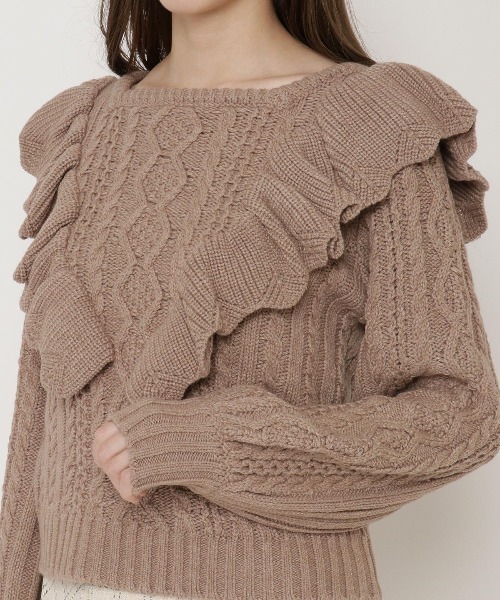 WILLSELECTION（ウィルセレクション）の「ラッフルケーブルニット（ニット/セーター・レディース・アイボリー/ベージュ・MEDIUM）」の10枚目の写真