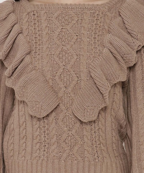 WILLSELECTION（ウィルセレクション）の「ラッフルケーブルニット（ニット/セーター・レディース・アイボリー/ベージュ・MEDIUM）」の4枚目の写真