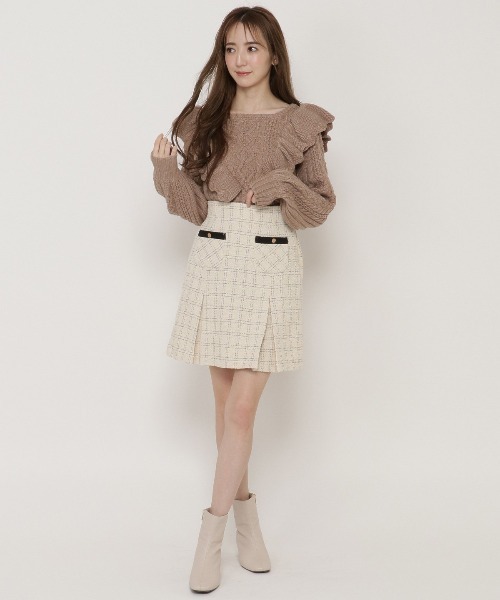 WILLSELECTION（ウィルセレクション）の「ラッフルケーブルニット（ニット/セーター・レディース・アイボリー/ベージュ・MEDIUM）」の8枚目の写真