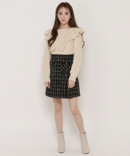 WILLSELECTION（ウィルセレクション）の「ラッフルケーブルニット（ニット/セーター・レディース・アイボリー/ベージュ・MEDIUM）」の21枚目の写真