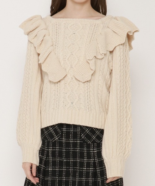 WILLSELECTION（ウィルセレクション）の「ラッフルケーブルニット（ニット/セーター・レディース・アイボリー/ベージュ・MEDIUM）」の22枚目の写真