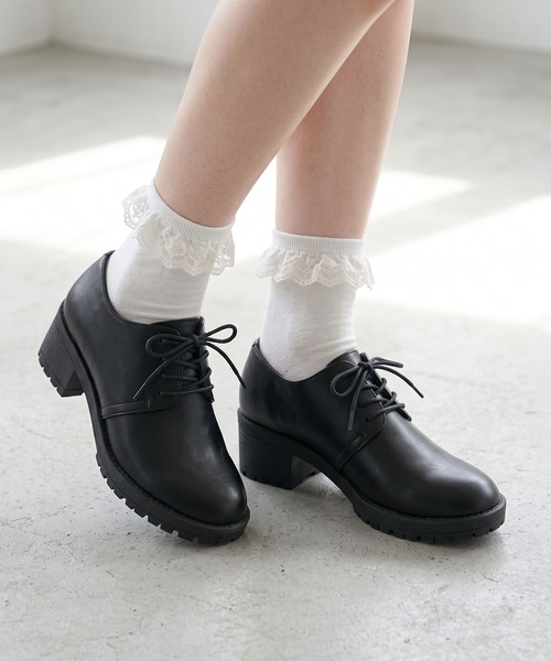 AAA+Feminine(サンエープラスフェミニン)の「AAA+Feminine 軽量 厚底 チャンキーヒール オックスフォードシューズ(ドレスシューズ・レディース・ブラック/ダークブラウン/ブラック系その他・40/38/39/36/37/35/42/41)」の2枚目の写真