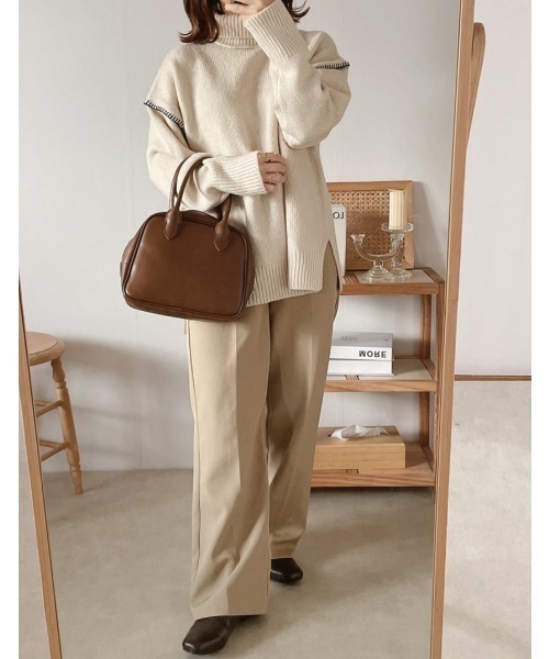 feepur（フェピュール）の「《ウォッシャブル》ハンドステッチハイネックニット（ニット/セーター・レディース・グリーン系その他/オフホワイト/ブルー/ブラック/ブラウン・MEDIUM）」の13枚目の写真