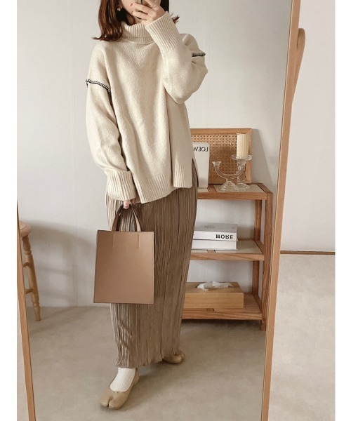 feepur（フェピュール）の「《ウォッシャブル》ハンドステッチハイネックニット（ニット/セーター・レディース・グリーン系その他/オフホワイト/ブルー/ブラック/ブラウン・MEDIUM）」の14枚目の写真