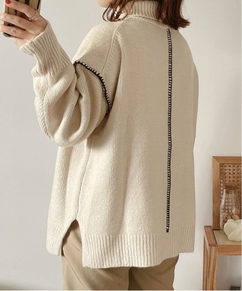 feepur（フェピュール）の「《ウォッシャブル》ハンドステッチハイネックニット（ニット/セーター・レディース・グリーン系その他/オフホワイト/ブルー/ブラック/ブラウン・MEDIUM）」の16枚目の写真