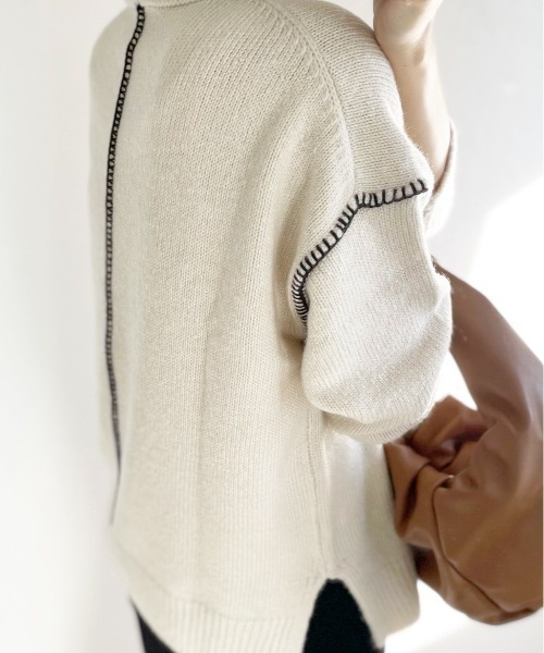 feepur（フェピュール）の「《ウォッシャブル》ハンドステッチハイネックニット（ニット/セーター・レディース・グリーン系その他/オフホワイト/ブルー/ブラック/ブラウン・MEDIUM）」の21枚目の写真