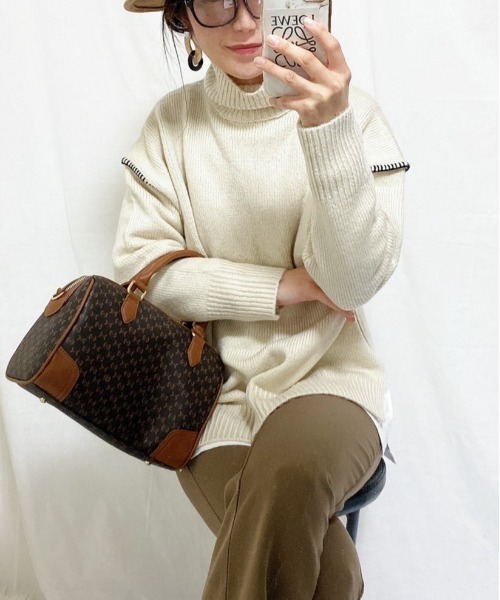 feepur（フェピュール）の「《ウォッシャブル》ハンドステッチハイネックニット（ニット/セーター・レディース・グリーン系その他/オフホワイト/ブルー/ブラック/ブラウン・MEDIUM）」の22枚目の写真