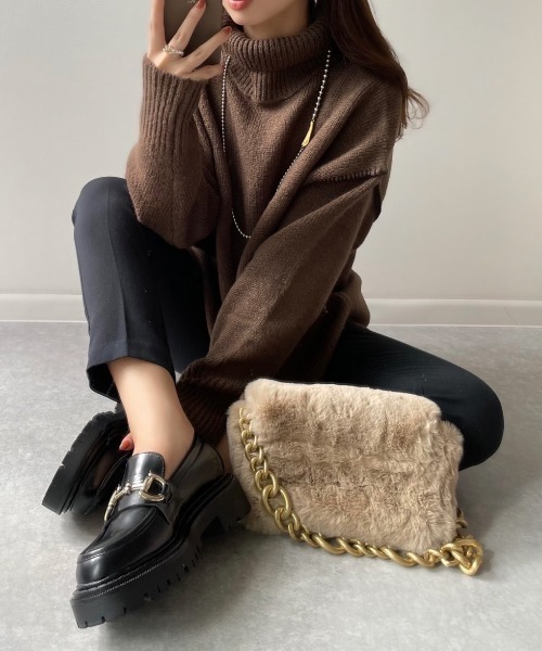 feepur（フェピュール）の「《ウォッシャブル》ハンドステッチハイネックニット（ニット/セーター・レディース・グリーン系その他/オフホワイト/ブルー/ブラック/ブラウン・MEDIUM）」の7枚目の写真