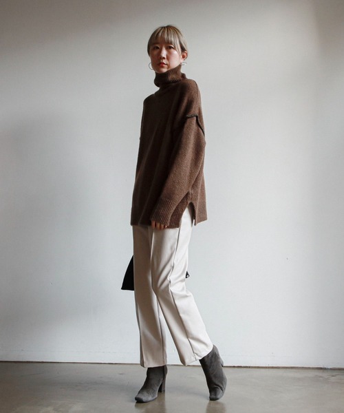 feepur（フェピュール）の「《ウォッシャブル》ハンドステッチハイネックニット（ニット/セーター・レディース・グリーン系その他/オフホワイト/ブルー/ブラック/ブラウン・MEDIUM）」の10枚目の写真