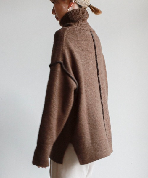 feepur（フェピュール）の「《ウォッシャブル》ハンドステッチハイネックニット（ニット/セーター・レディース・グリーン系その他/オフホワイト/ブルー/ブラック/ブラウン・MEDIUM）」の12枚目の写真