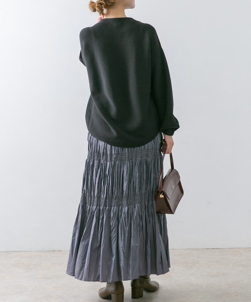 URBAN RESEARCH ROSSO（アーバンリサーチロッソ）の「ウールガーターホールボリュームニット（ニット/セーター・レディース・グリーン系その他/オフホワイト/チャコールグレー・FREE）」の4枚目の写真